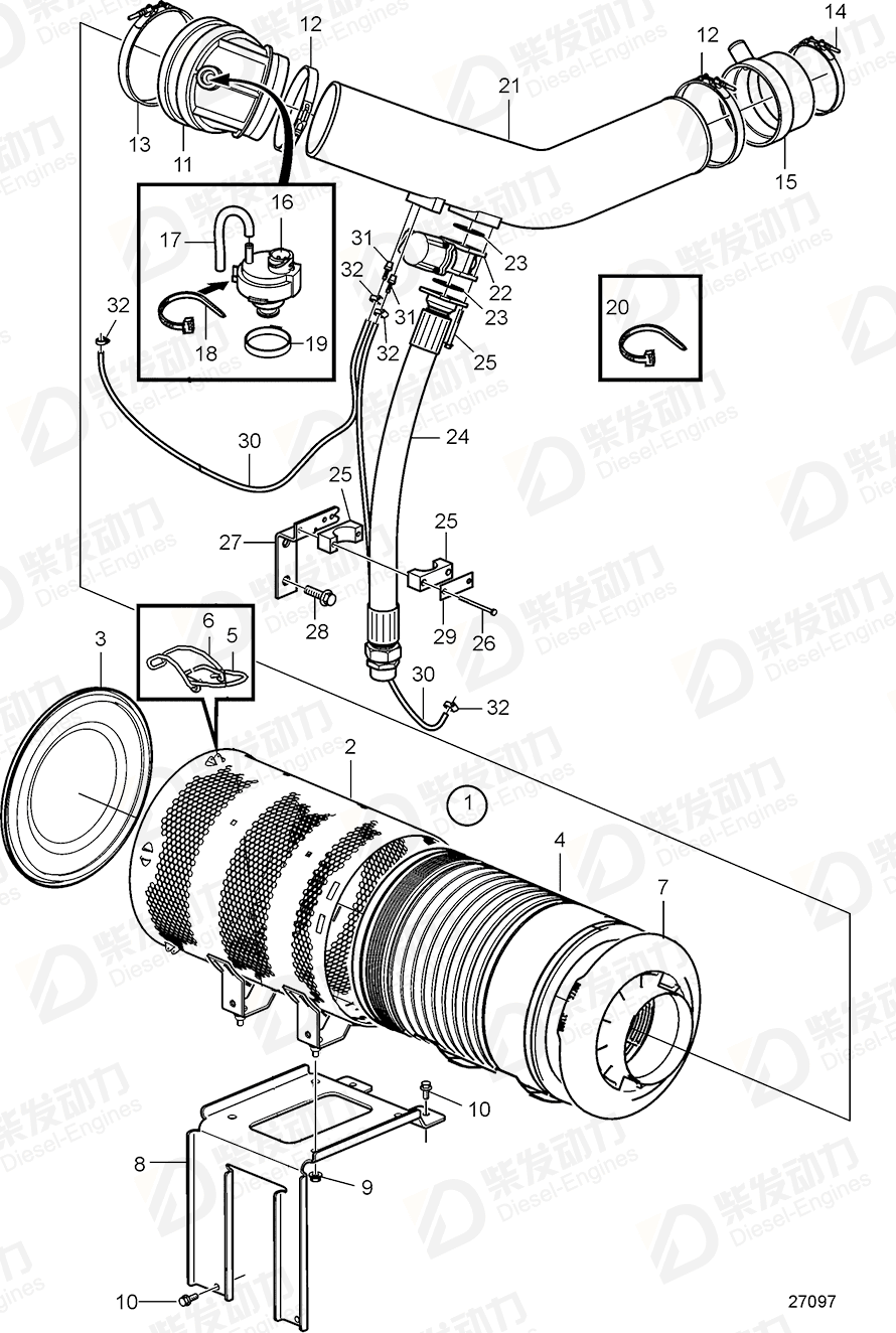 volvo penta Cover plate 21631012 Drawing